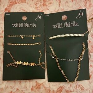 6 Wild Fable Gold and Pearl Anklet Set